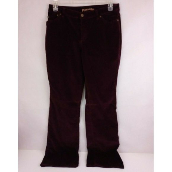 St John's Bay Corduroy Burgandy Bootcut Pants Size 10 - Picture 2 of 9